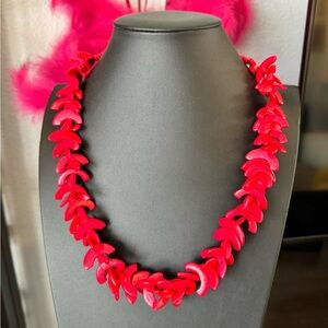 Vintage Red Acrylic Beaded Necklace